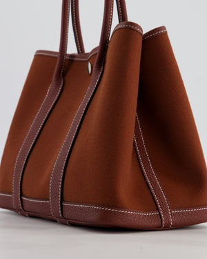 Hermès Garden Party 30 Bag in Rouge H Canvas and Negonda Leather with Palladium Hardware