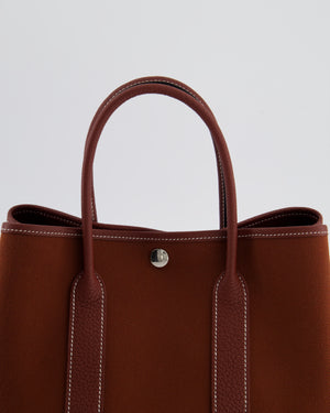 Hermès Garden Party 30 Bag in Rouge H Canvas and Negonda Leather with Palladium Hardware