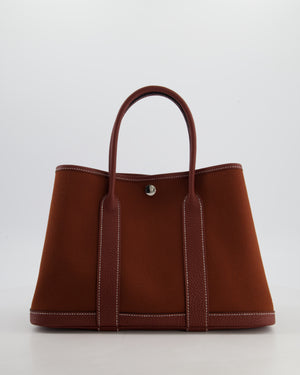 Hermès Garden Party 30 Bag in Rouge H Canvas and Negonda Leather with Palladium Hardware