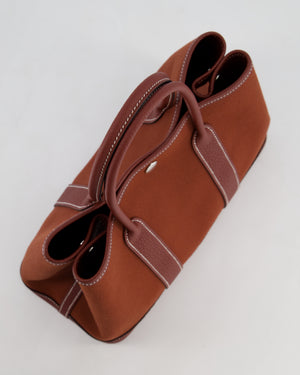 Hermès Garden Party 30 Bag in Rouge H Canvas and Negonda Leather with Palladium Hardware