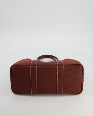 Hermès Garden Party 30 Bag in Rouge H Canvas and Negonda Leather with Palladium Hardware
