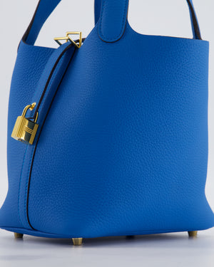 Hermès Picotin Lock 18 Bag in Bleu Zanzibar Taurillon Clemence Leather with Gold Hardware