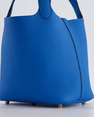 Hermès Picotin Lock 18 Bag in Bleu Zanzibar Taurillon Clemence Leather with Gold Hardware