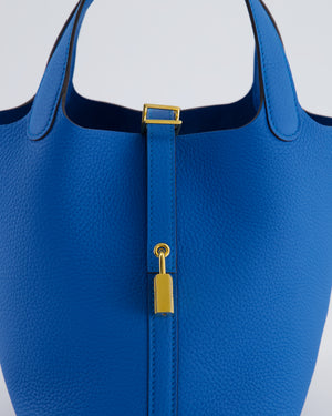 Hermès Picotin Lock 18 Bag in Bleu Zanzibar Taurillon Clemence Leather with Gold Hardware