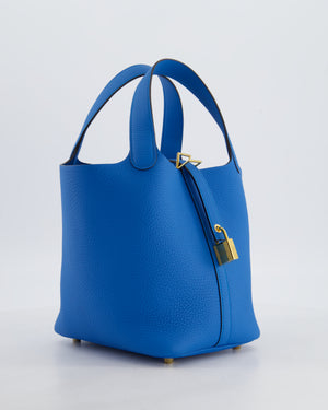 Hermès Picotin Lock 18 Bag in Bleu Zanzibar Taurillon Clemence Leather with Gold Hardware