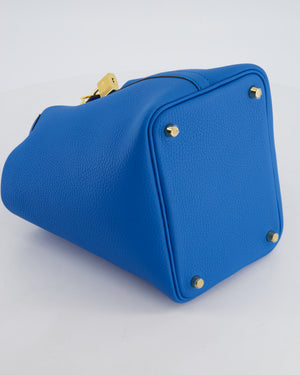 Hermès Picotin Lock 18 Bag in Bleu Zanzibar Taurillon Clemence Leather with Gold Hardware