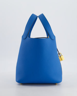 Hermès Picotin Lock 18 Bag in Bleu Zanzibar Taurillon Clemence Leather with Gold Hardware