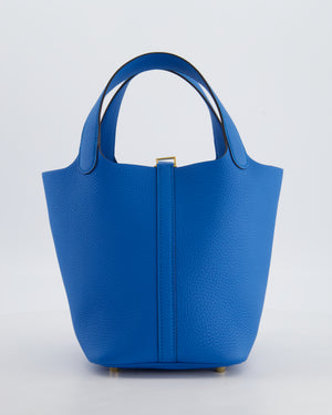 Hermès Picotin Lock 18 Bag in Bleu Zanzibar Taurillon Clemence Leather with Gold Hardware