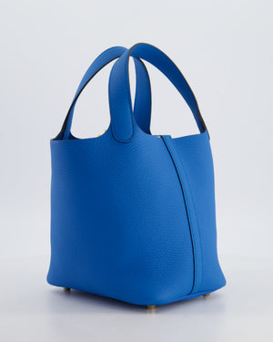 Hermès Picotin Lock 18 Bag in Bleu Zanzibar Taurillon Clemence Leather with Gold Hardware