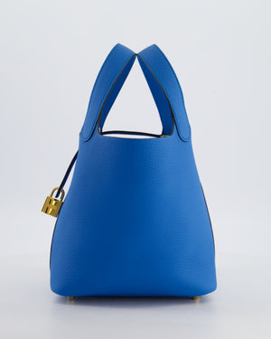 Hermès Picotin Lock 18 Bag in Bleu Zanzibar Taurillon Clemence Leather with Gold Hardware