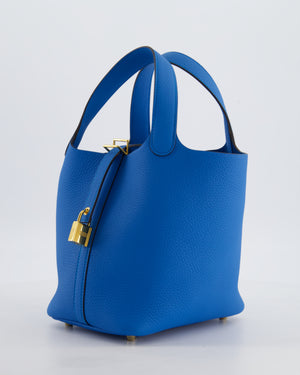 Hermès Picotin Lock 18 Bag in Bleu Zanzibar Taurillon Clemence Leather with Gold Hardware