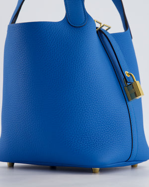 Hermès Picotin Lock 18 Bag in Bleu Zanzibar Taurillon Clemence Leather with Gold Hardware