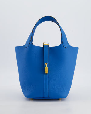 Hermès Picotin Lock 18 Bag in Bleu Zanzibar Taurillon Clemence Leather with Gold Hardware