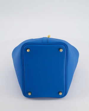 Hermès Picotin Lock 18 Bag in Bleu Zanzibar Taurillon Clemence Leather with Gold Hardware