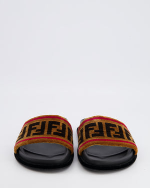 Fendi Brown and Black Velvet Monogram FF Slide Sandals Size EU 38