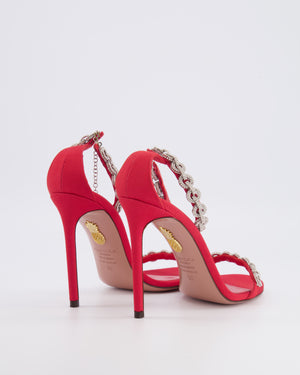 Aquazzura Red Love Link 105 Crystal Embellished Heeled Sandals Size EU 38 RRP £1,100
