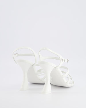 *CURRENT COLLECTION* Chanel Cruise 2025/26 White Patent Leather Sandals with Silver CC Logo Detail Size EU 37 RRP £1,170