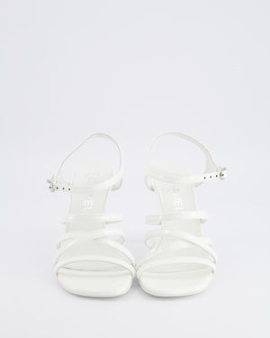*CURRENT COLLECTION* Chanel Cruise 2025/26 White Patent Leather Sandals with Silver CC Logo Detail Size EU 37 RRP £1,170