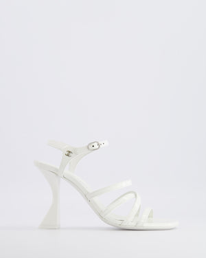 *CURRENT COLLECTION* Chanel Cruise 2025/26 White Patent Leather Sandals with Silver CC Logo Detail Size EU 37 RRP £1,170