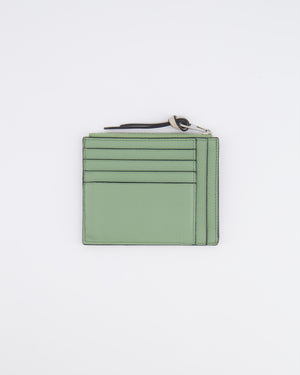 Loewe Coin Cardholder in Rosemary and Tan Calfskin with Embossed Logo and Silver Hardware