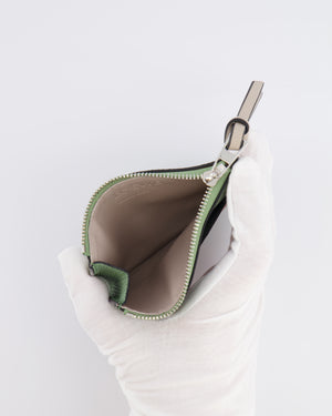 Loewe Coin Cardholder in Rosemary and Tan Calfskin with Embossed Logo and Silver Hardware