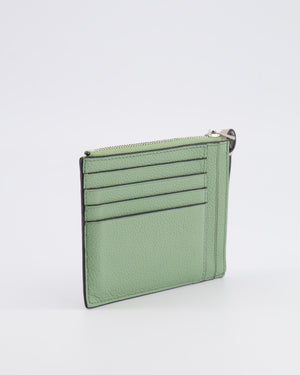 Loewe Coin Cardholder in Rosemary and Tan Calfskin with Embossed Logo and Silver Hardware