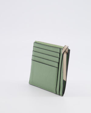 Loewe Coin Cardholder in Rosemary and Tan Calfskin with Embossed Logo and Silver Hardware