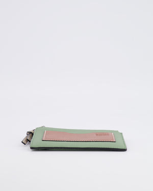 Loewe Coin Cardholder in Rosemary and Tan Calfskin with Embossed Logo and Silver Hardware