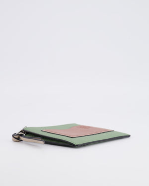 Loewe Coin Cardholder in Rosemary and Tan Calfskin with Embossed Logo and Silver Hardware