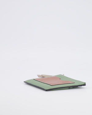 Loewe Coin Cardholder in Rosemary and Tan Calfskin with Embossed Logo and Silver Hardware