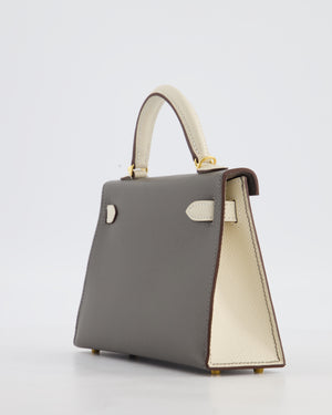 *SUPER RARE* Hermès HSS Mini Kelly II 20 Bag in Craie & Gris Meyer Epsom Leather with Gold Hardware