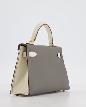 *SUPER RARE* Hermès HSS Mini Kelly II 20 Bag in Craie & Gris Meyer Epsom Leather with Gold Hardware