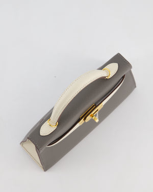 *SUPER RARE* Hermès HSS Mini Kelly II 20 Bag in Craie & Gris Meyer Epsom Leather with Gold Hardware