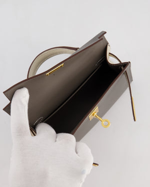 *SUPER RARE* Hermès HSS Mini Kelly II 20 Bag in Craie & Gris Meyer Epsom Leather with Gold Hardware