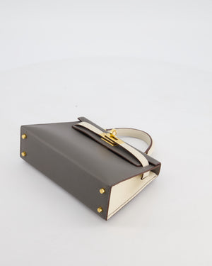 *SUPER RARE* Hermès HSS Mini Kelly II 20 Bag in Craie & Gris Meyer Epsom Leather with Gold Hardware