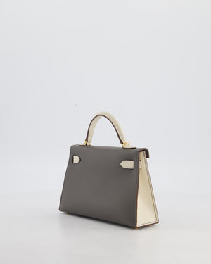 *SUPER RARE* Hermès HSS Mini Kelly II 20 Bag in Craie & Gris Meyer Epsom Leather with Gold Hardware