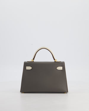 *SUPER RARE* Hermès HSS Mini Kelly II 20 Bag in Craie & Gris Meyer Epsom Leather with Gold Hardware