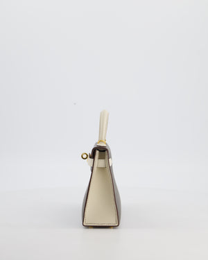 *SUPER RARE* Hermès HSS Mini Kelly II 20 Bag in Craie & Gris Meyer Epsom Leather with Gold Hardware