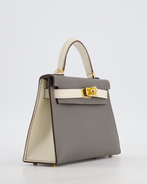 *SUPER RARE* Hermès HSS Mini Kelly II 20 Bag in Craie & Gris Meyer Epsom Leather with Gold Hardware