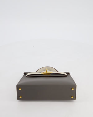 *SUPER RARE* Hermès HSS Mini Kelly II 20 Bag in Craie & Gris Meyer Epsom Leather with Gold Hardware