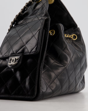 *RARE* Chanel Small 25 Handbag in Black Shiny Crumpled Calfskin Leather with Brushed Gold & Ruthenium Hardware
