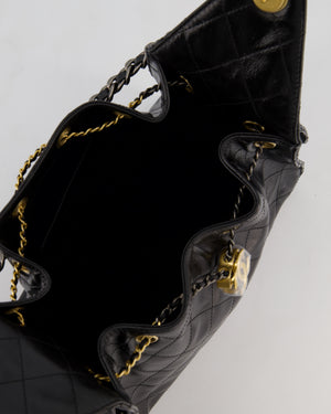 *RARE* Chanel Small 25 Handbag in Black Shiny Crumpled Calfskin Leather with Brushed Gold & Ruthenium Hardware