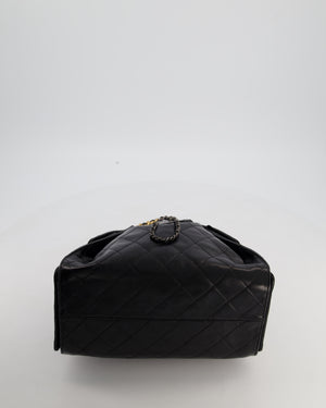 *RARE* Chanel Small 25 Handbag in Black Shiny Crumpled Calfskin Leather with Brushed Gold & Ruthenium Hardware