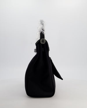 Hermès Herbag 31 Zip Bag in Noir Toile Officier Canvas, Noir Vache Hunter Leather with Palladium Hardware