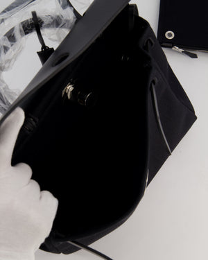Hermès Herbag 31 Zip Bag in Noir Toile Officier Canvas, Noir Vache Hunter Leather with Palladium Hardware