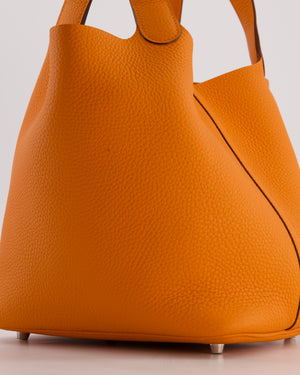 Hermès Picotin Lock 22 Bag in Orange Taurillon Clemence Leather with Palladium Hardware