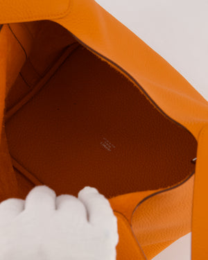 Hermès Picotin Lock 22 Bag in Orange Taurillon Clemence Leather with Palladium Hardware