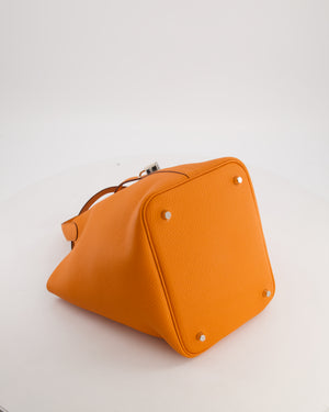 Hermès Picotin Lock 22 Bag in Orange Taurillon Clemence Leather with Palladium Hardware