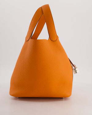 Hermès Picotin Lock 22 Bag in Orange Taurillon Clemence Leather with Palladium Hardware