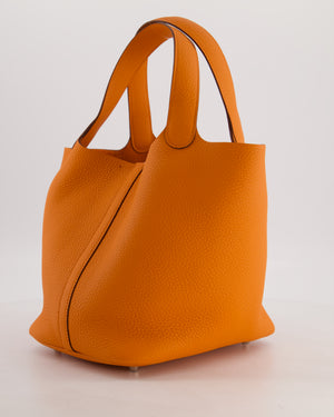 Hermès Picotin Lock 22 Bag in Orange Taurillon Clemence Leather with Palladium Hardware